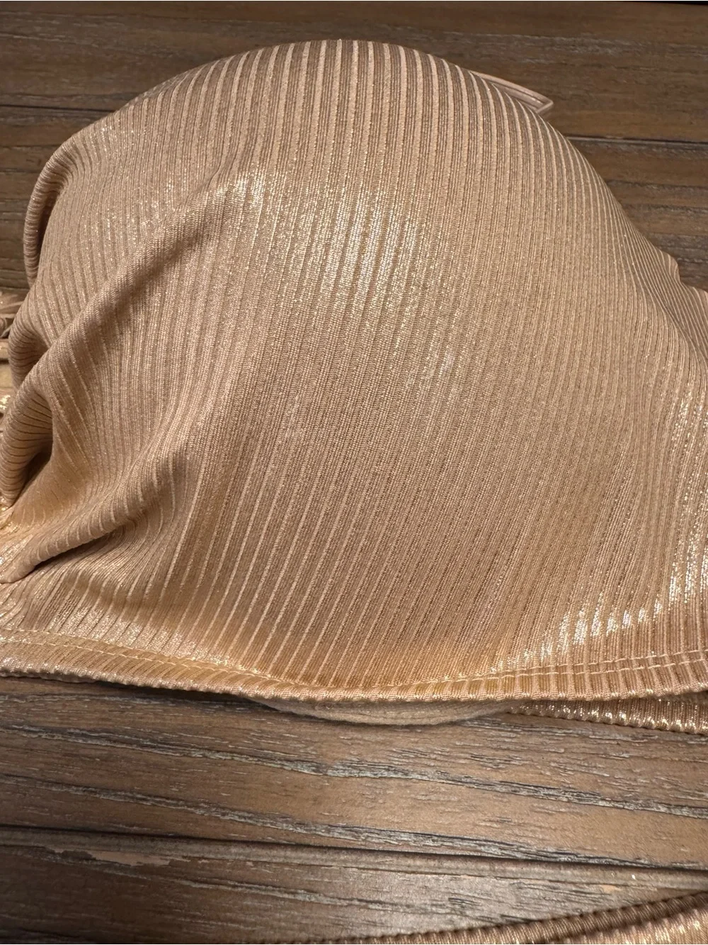 Cacique Shimmery Tan Ribbed Swim Top - Picture 4 of 8